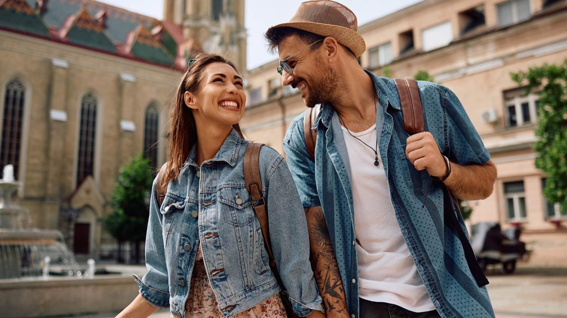 man building traditions with his girlfriend traveling