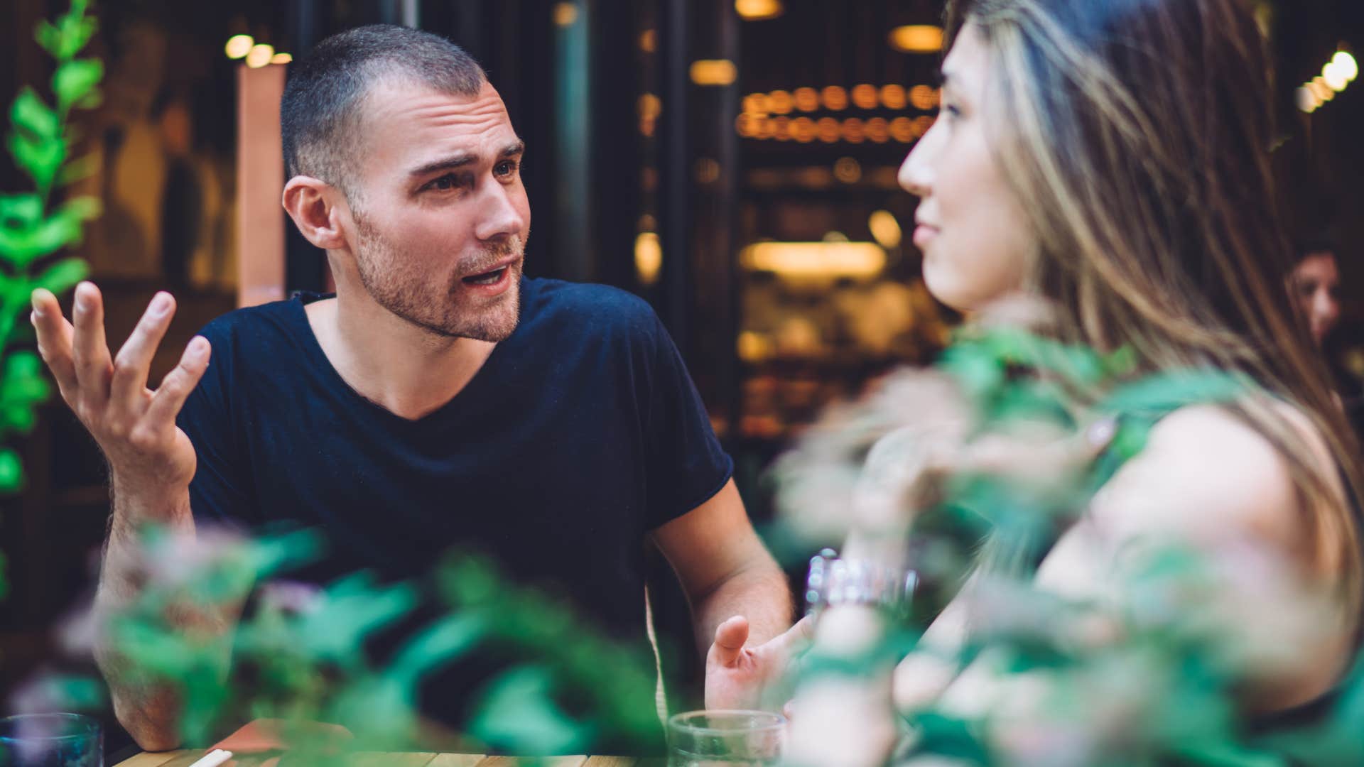Man saying "I can't remember the last time we had fun" to his wife.