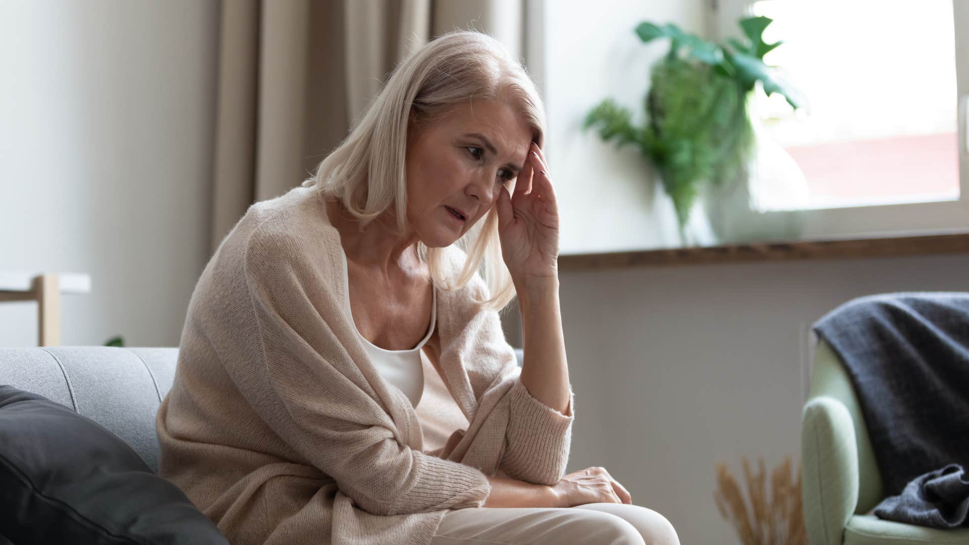 deeply unhappy woman saying she can't find peace