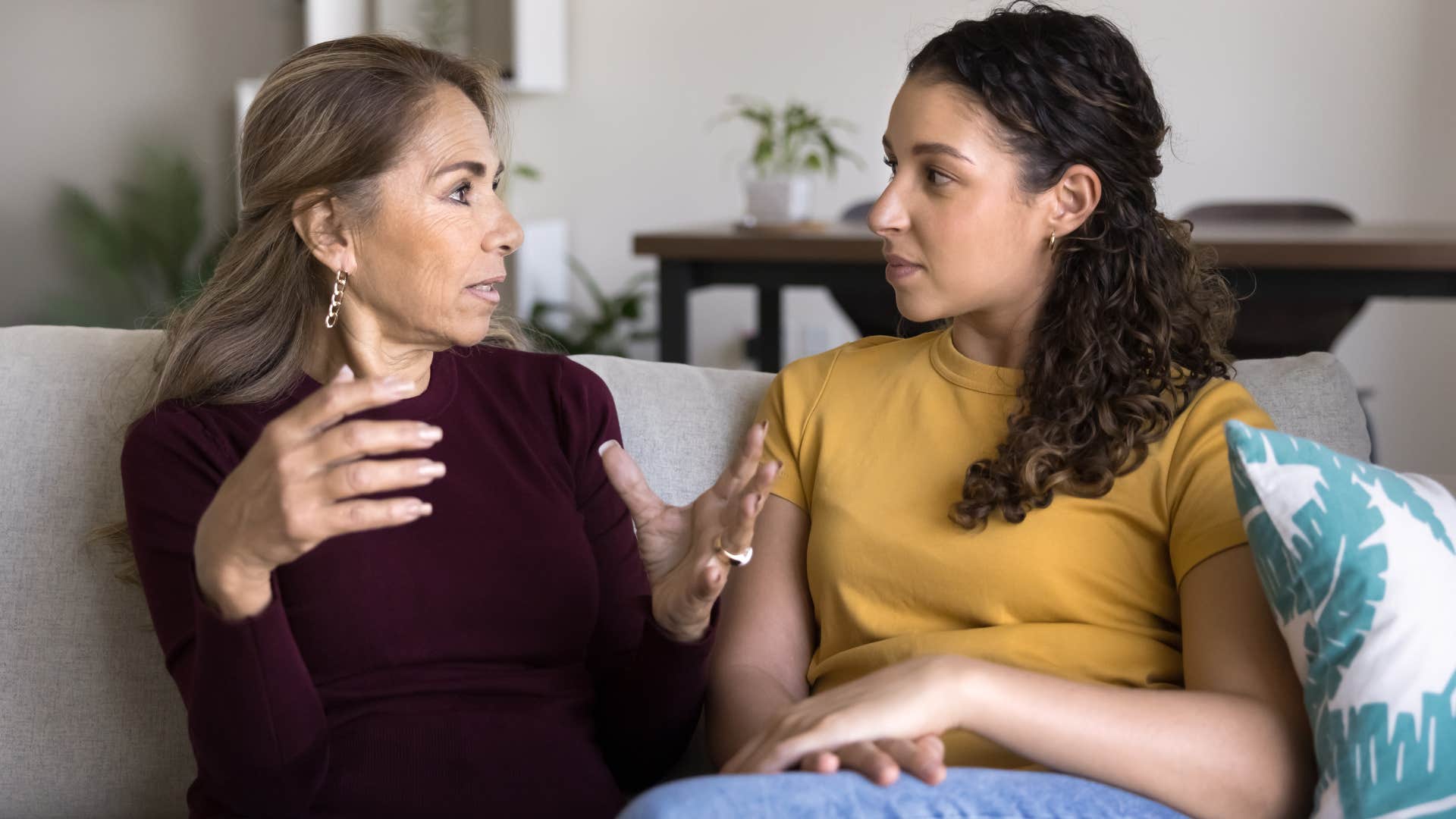 gen z woman talking to her mom about boundaries
