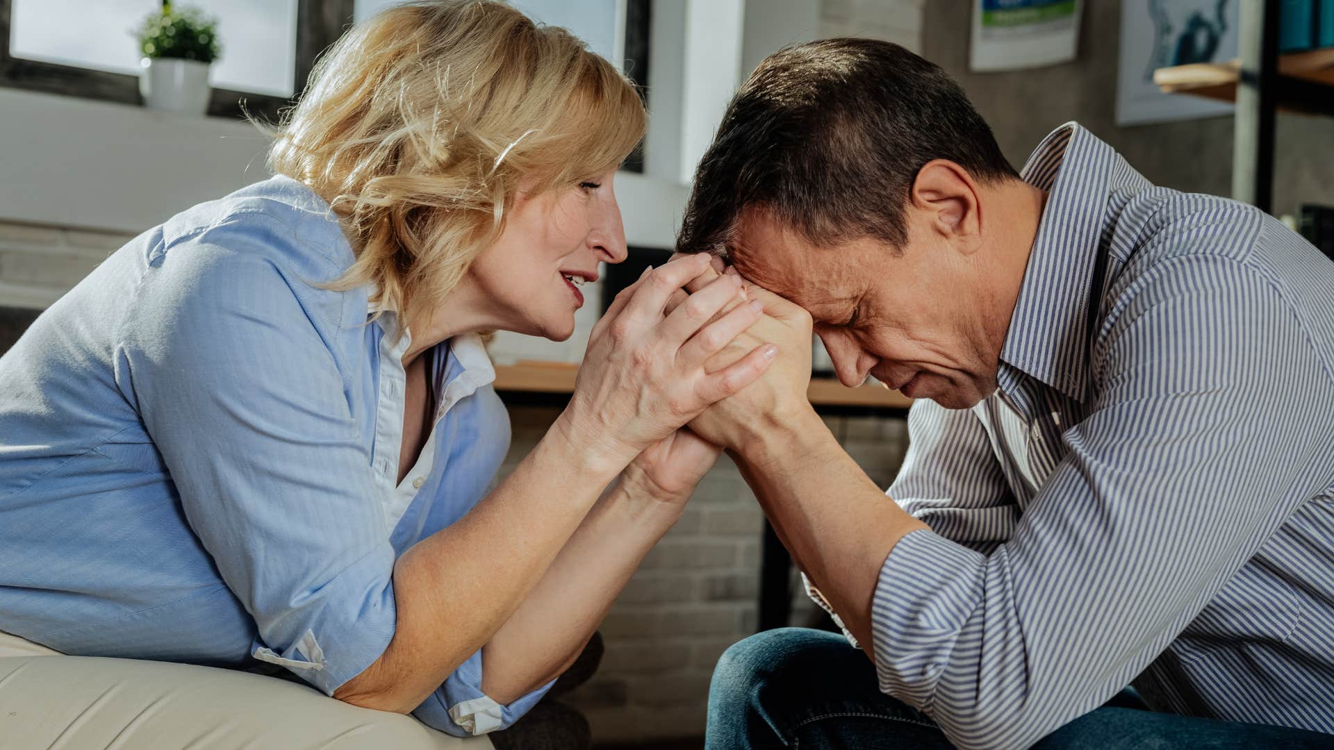 woman who cares about fixing things comforting her partner