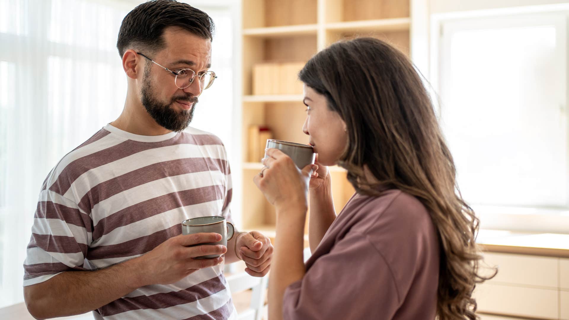 man respecting boundaries while talking to his wife