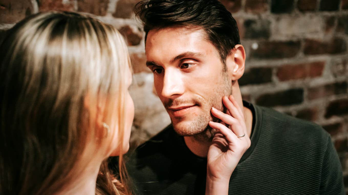 Man who is falling in love with woman. 