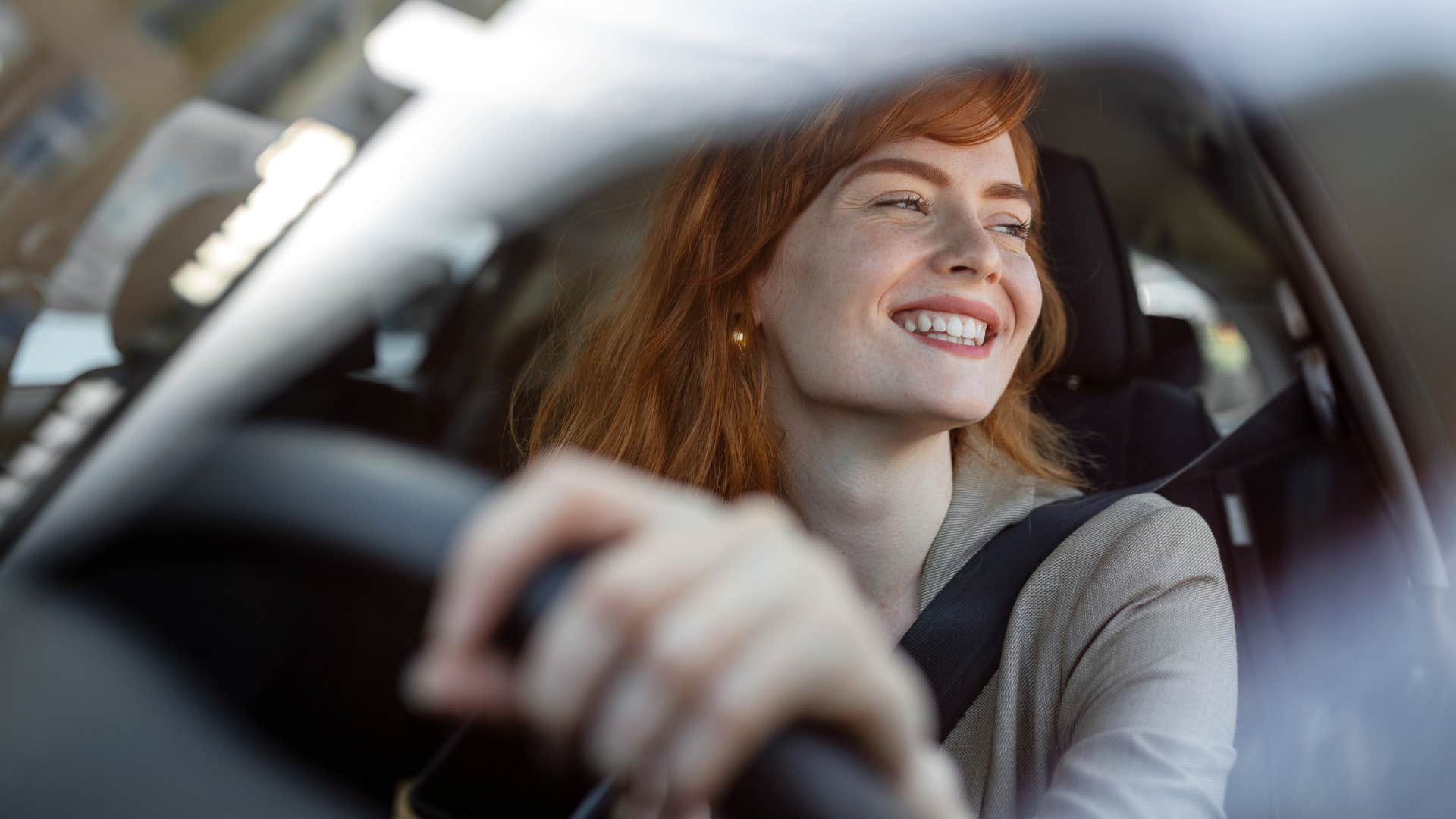 woman taking a road trip by herself