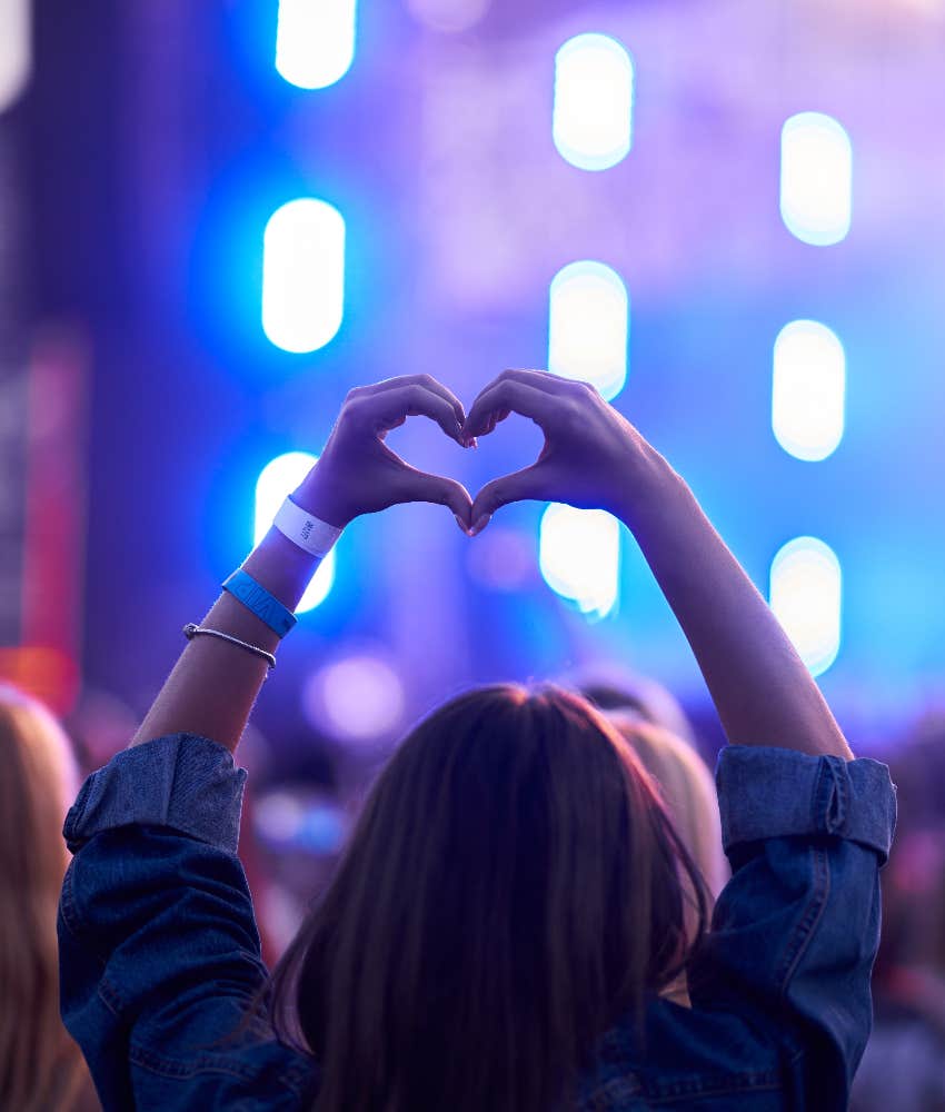woman happy at concert