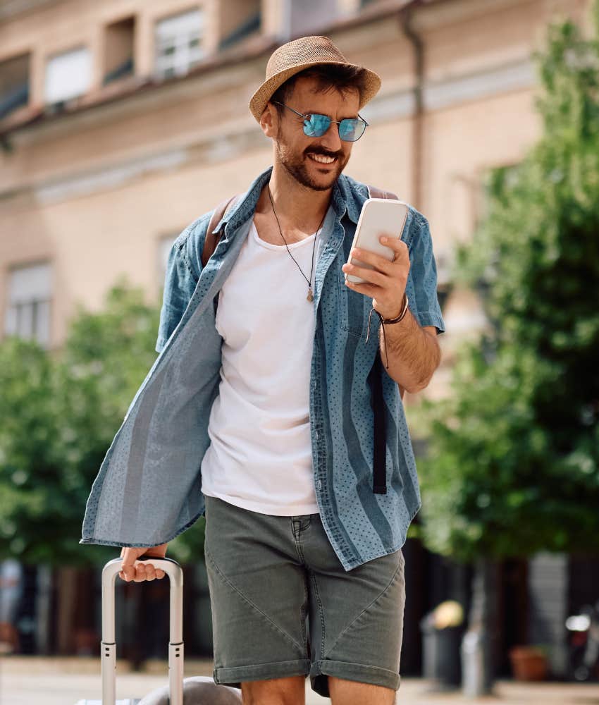 Man traveling alone.