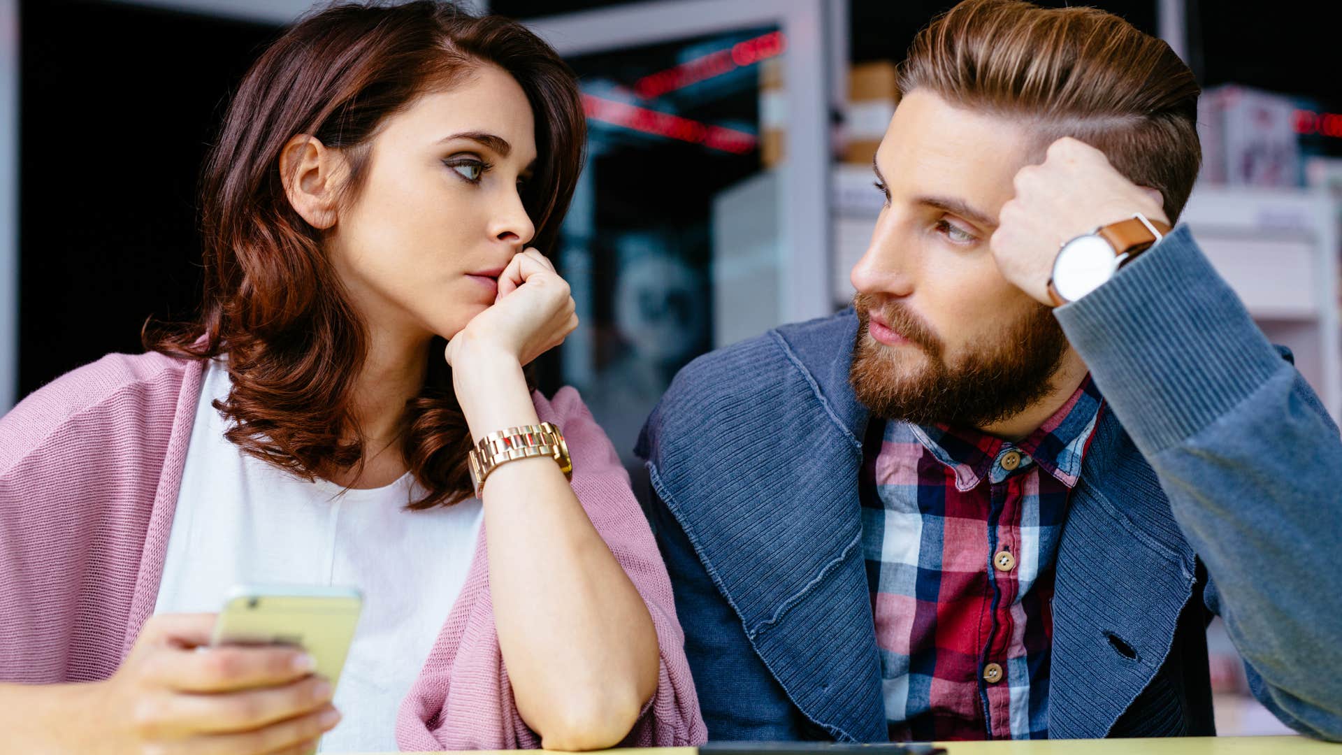 couple trying to keep the peace in public