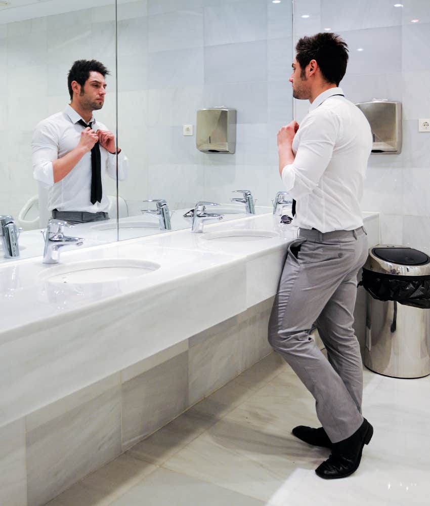 Man learning how to alleviate his bathroom anxiety