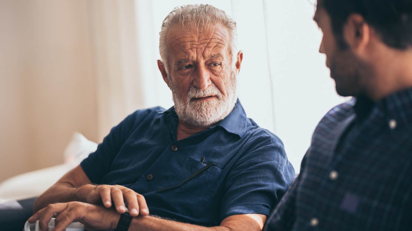 boomer father trying to show adult son love