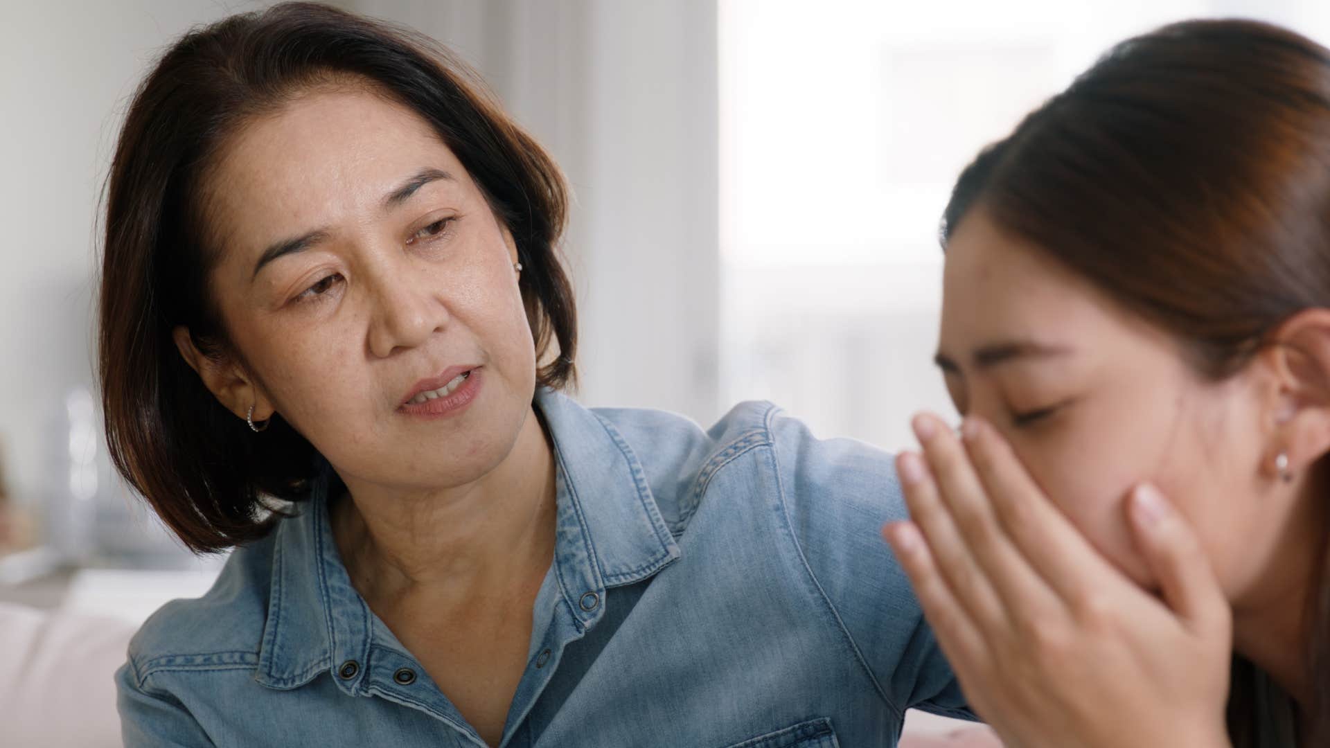 Woman who's busy managing other people's pain talking to her adult daughter.