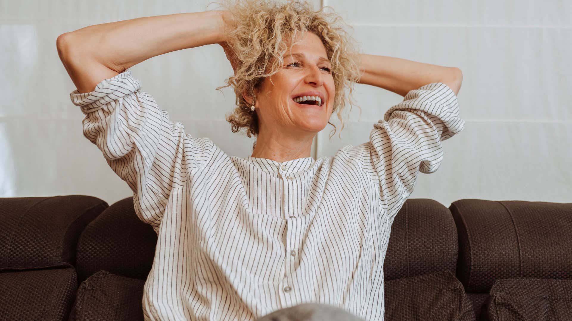 older woman not fueled by validation smiling