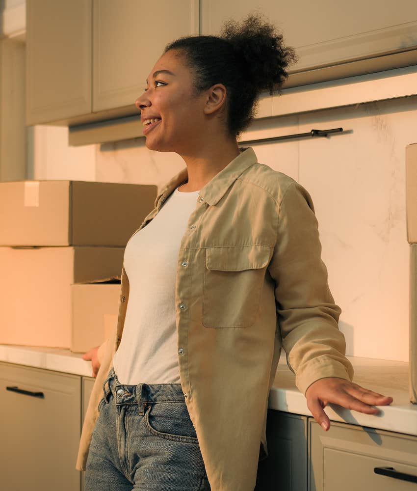 Woman happy after divorce journey