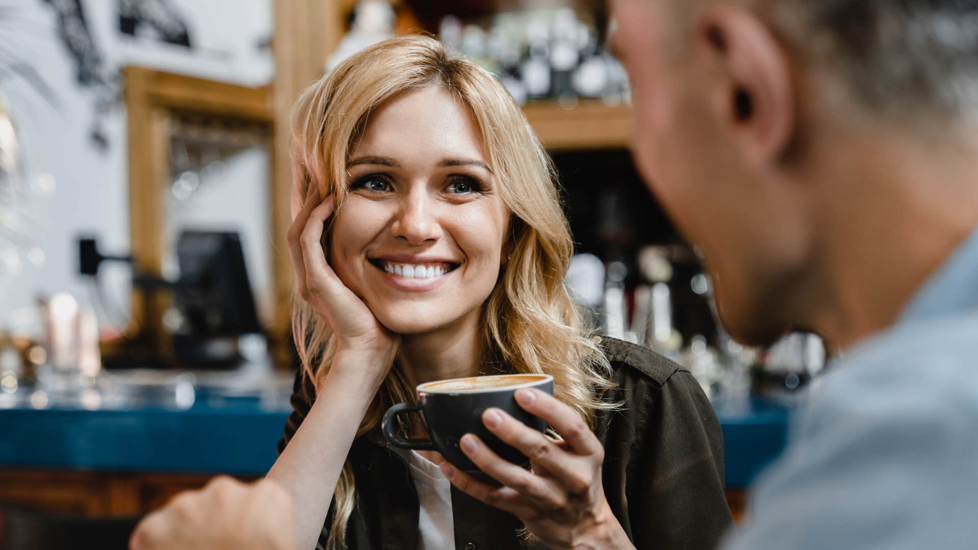 privileged woman flirting with man for a favor