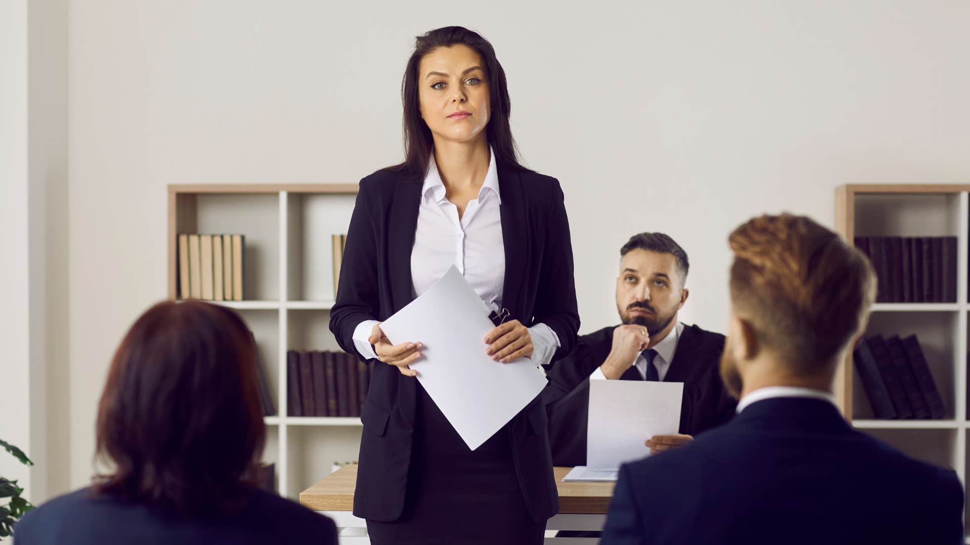 woman preparing for custody court
