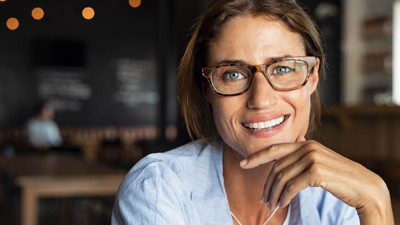 older woman enjoying alone time