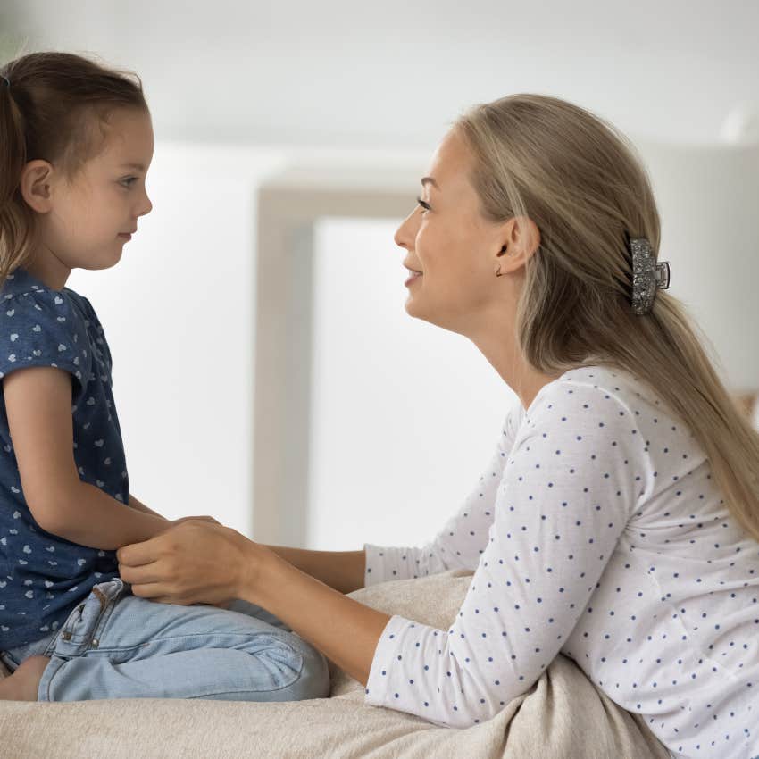 woman never forcing her child to say the words