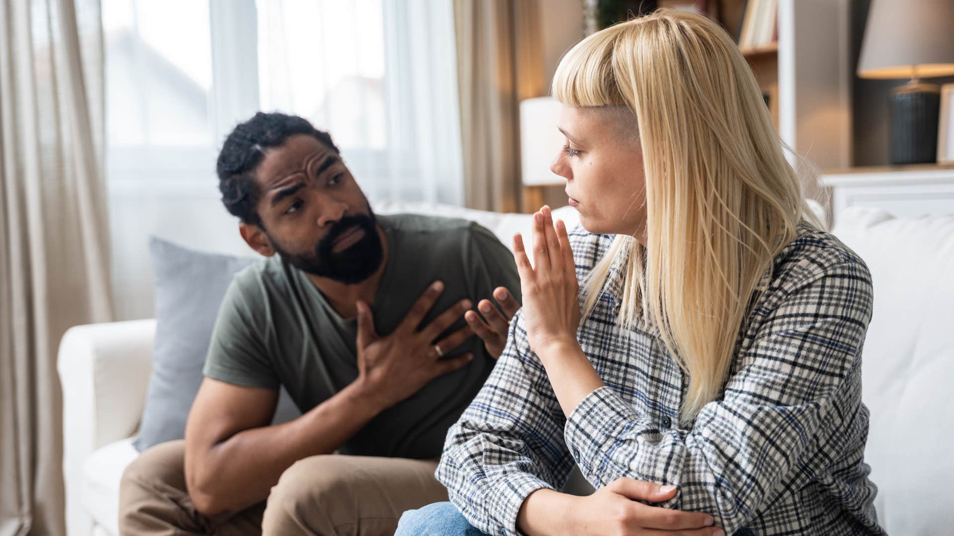 frugal woman shutting down partner saying that's a want not a need
