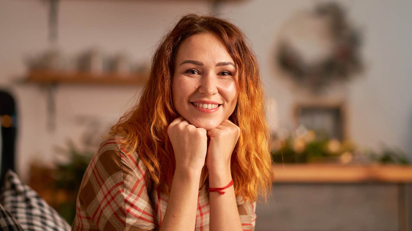 introverted woman happy to stay in