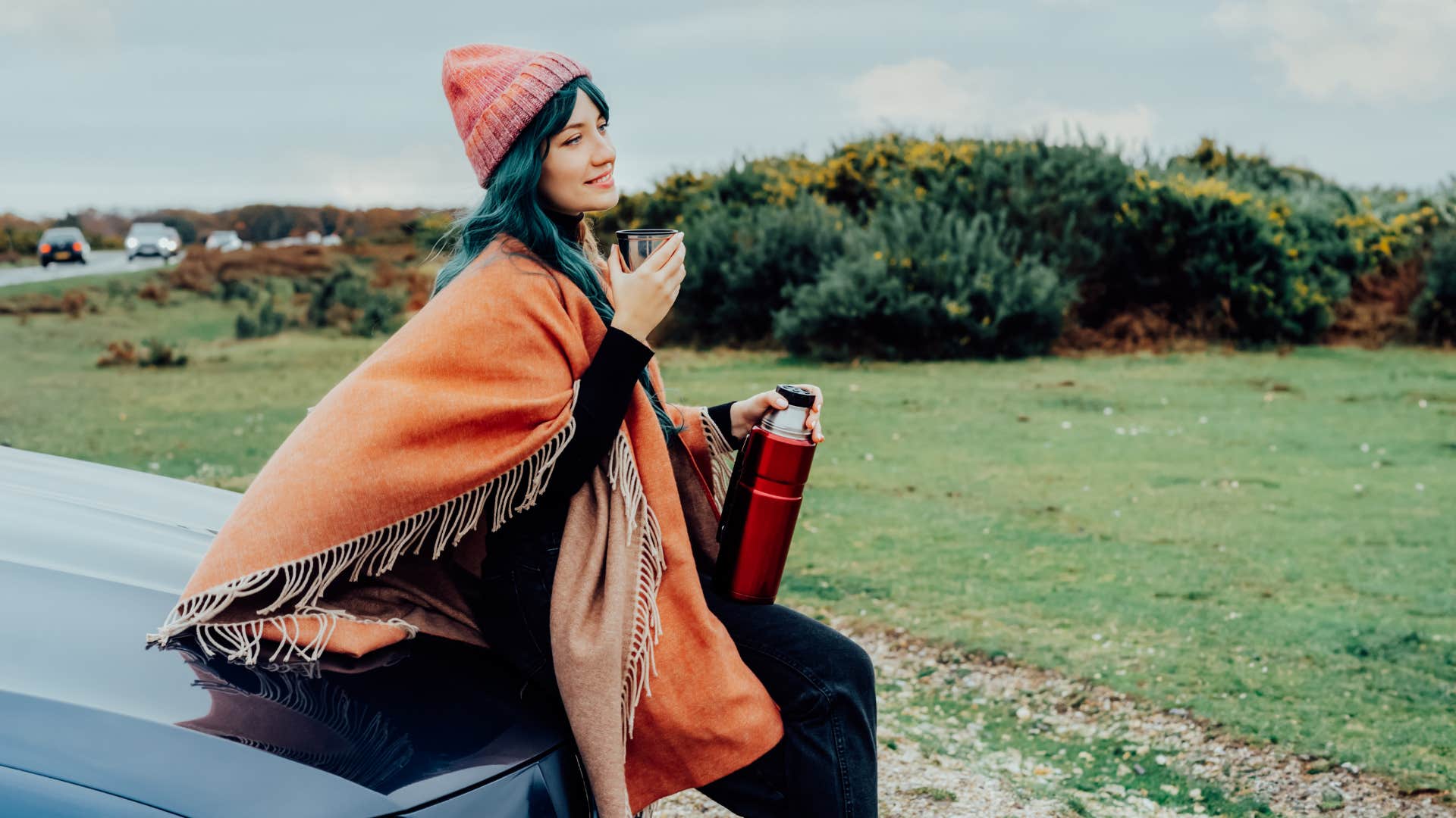 Unbothered person on a journey