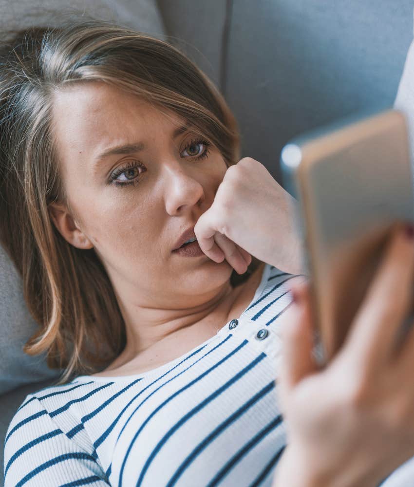 Positive person watches informative news