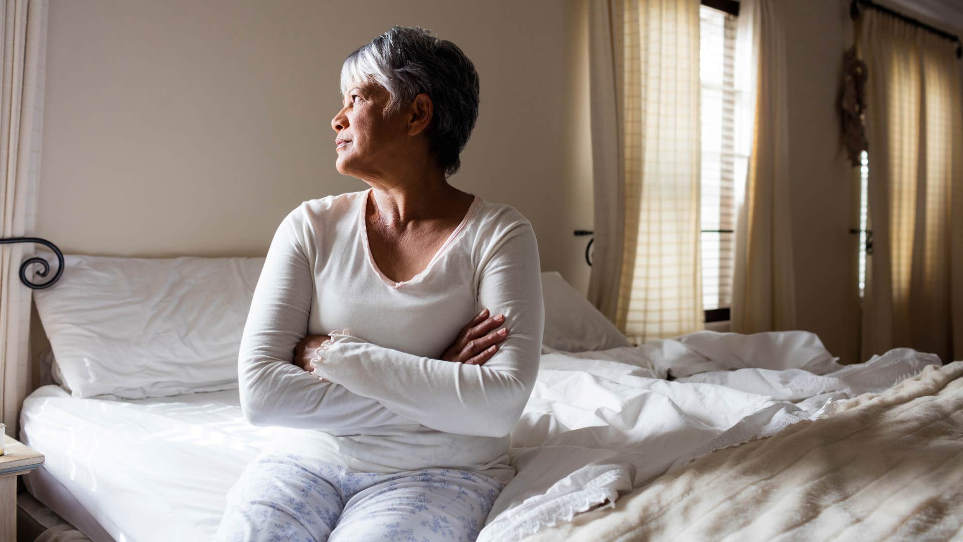 Calm person starts day mindfully
