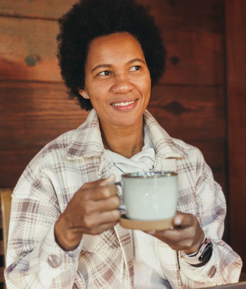 Grateful person noticing a joyful moment