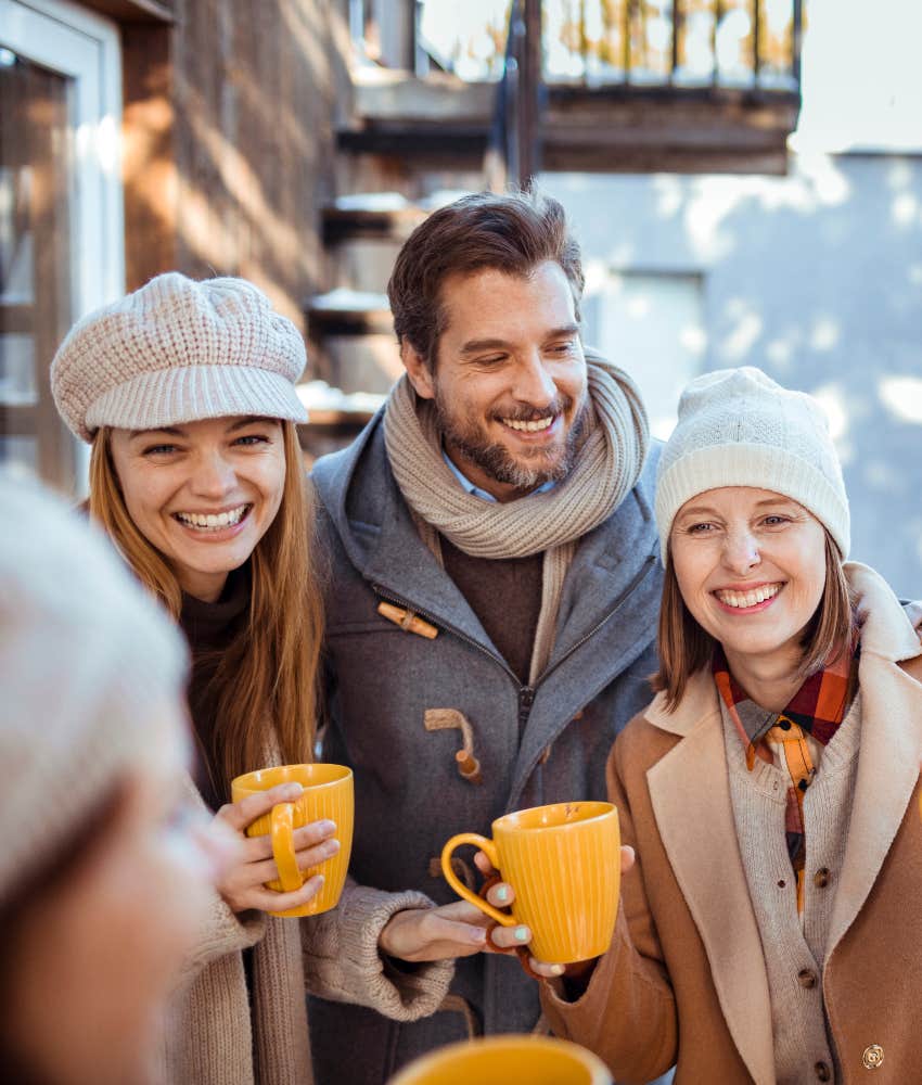 friends spending time together in winter