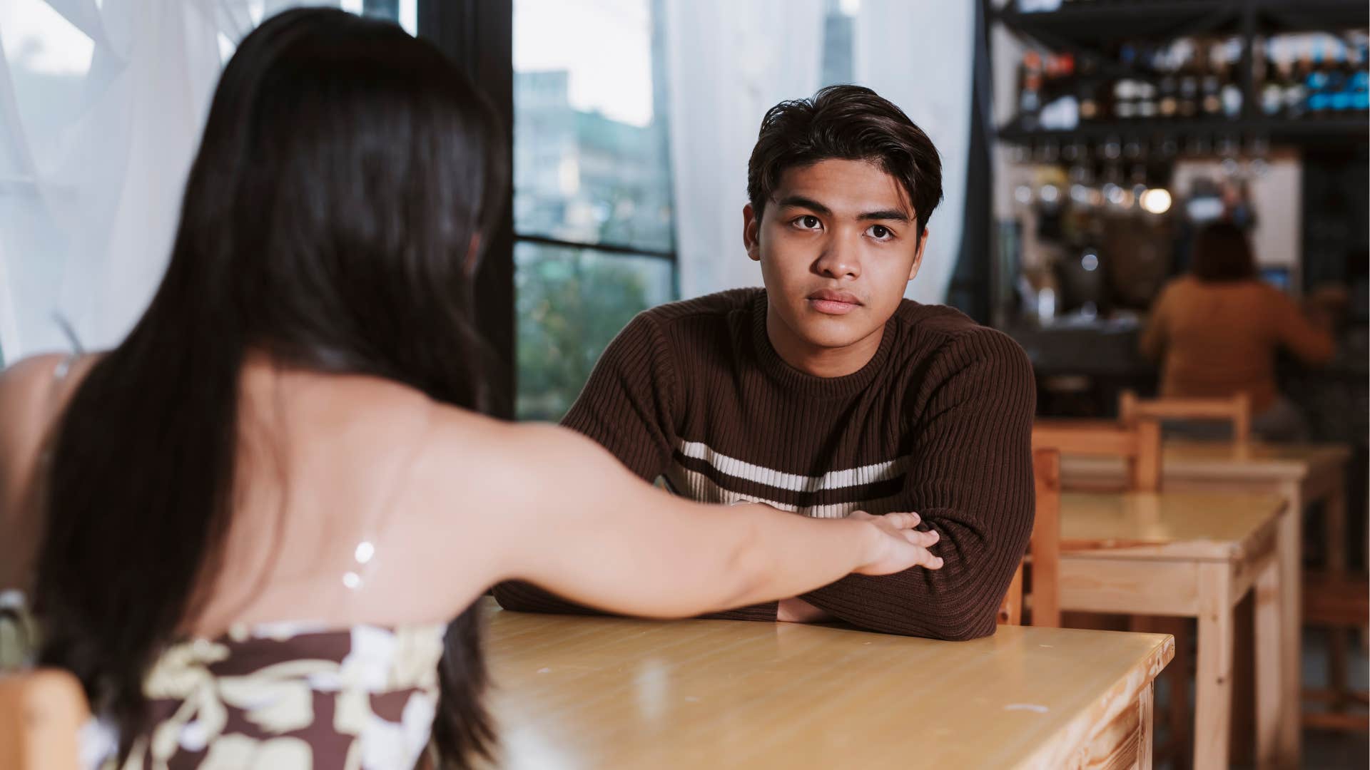 woman rejecting man because he's asserting manhood