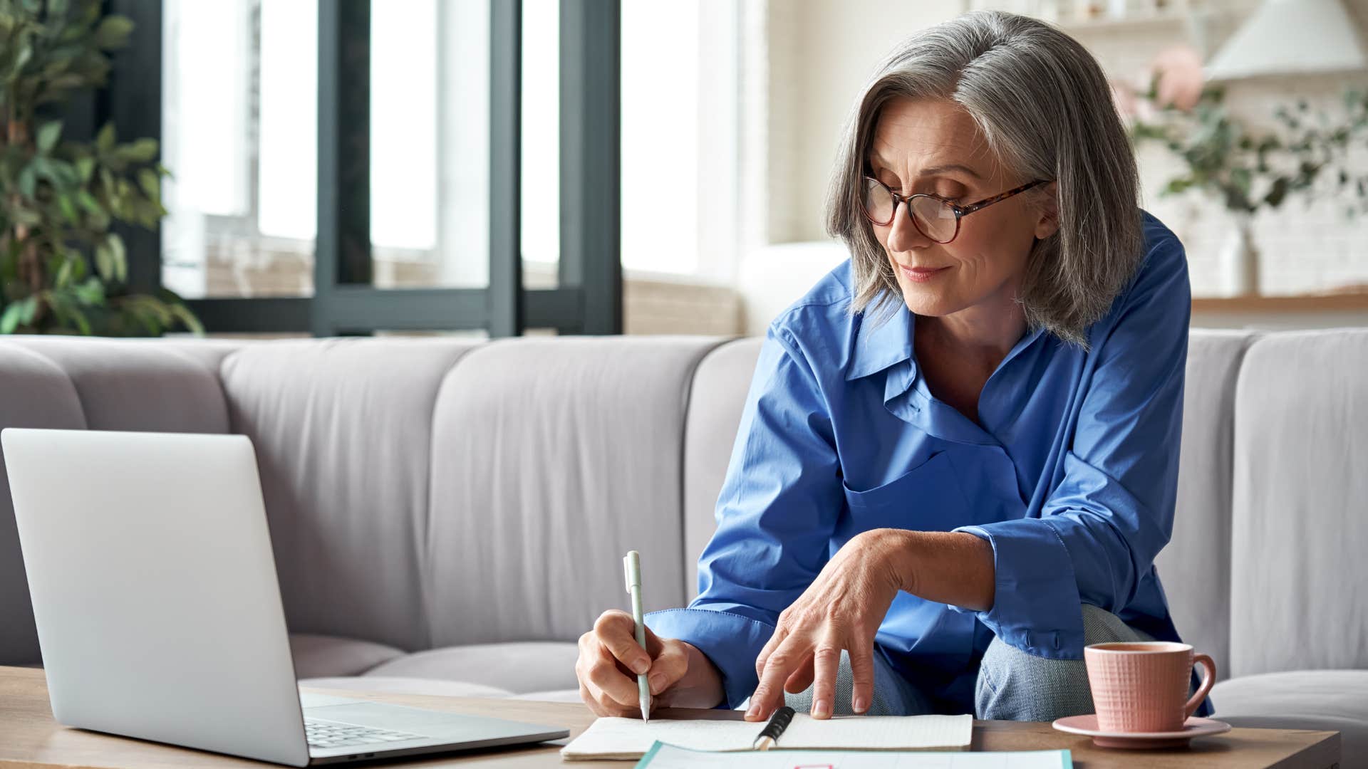 older woman working from home