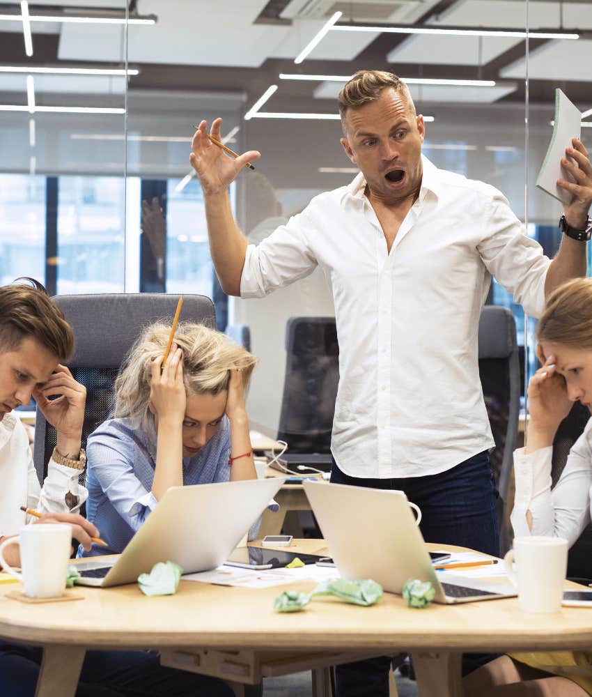 boss calls all hands meeting to berate and fire employee in front of staff boss berating employees