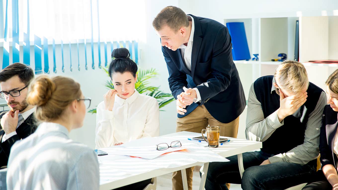boss calls all hands meeting to berate and fire employee boss screaming at employee