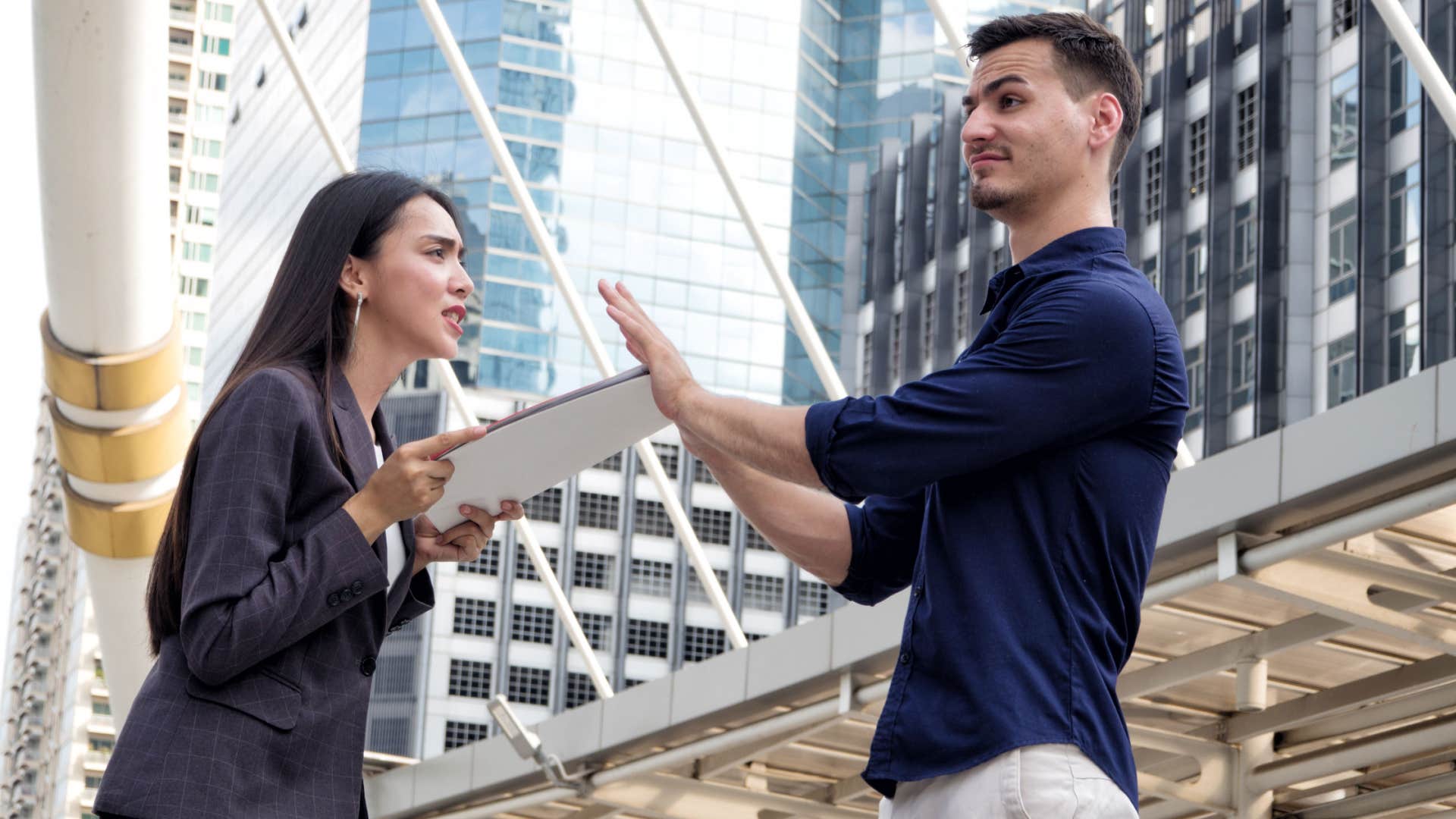 intelligent man refusing to take responsibility for something he shouldn't
