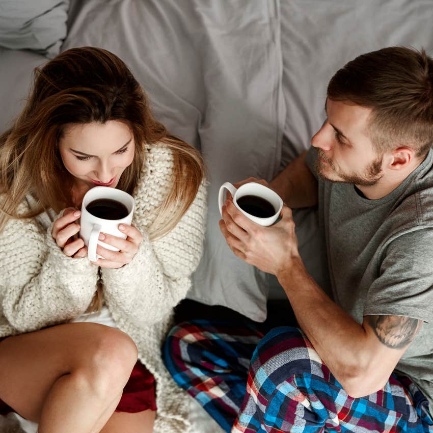couple talking over morning coffee