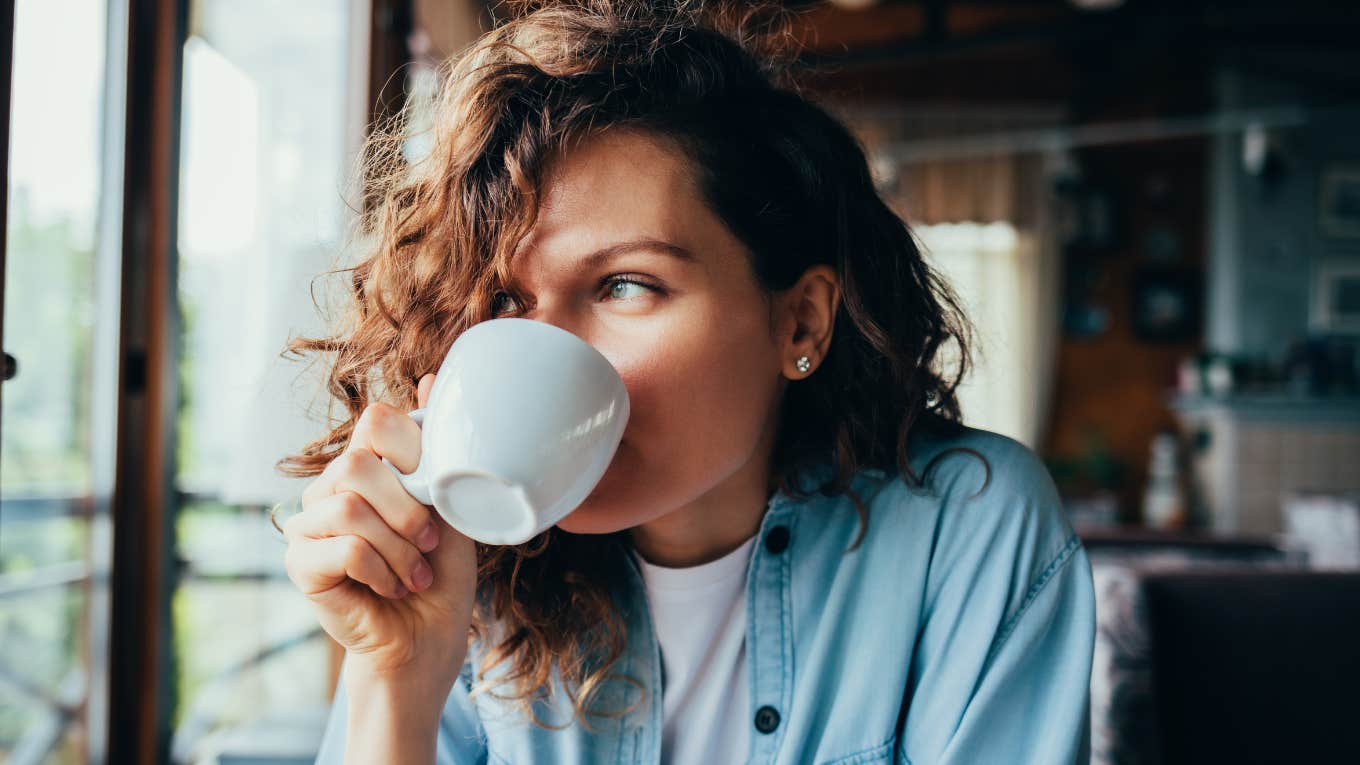 coffee is actually good for you but only if you drink it in the morning woman drinking coffee