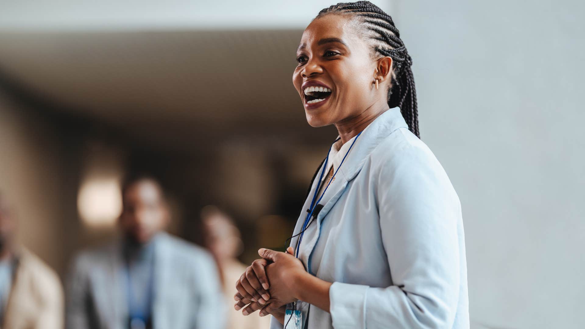 businesswoman telling others shes a girlboss