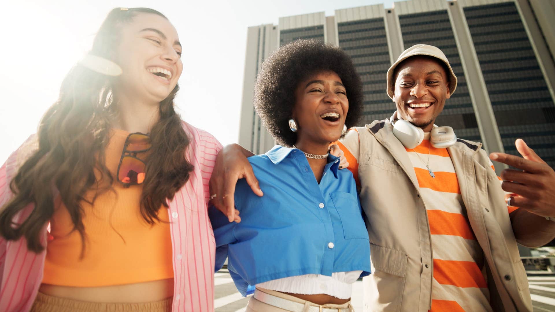 gen z friends smiling together