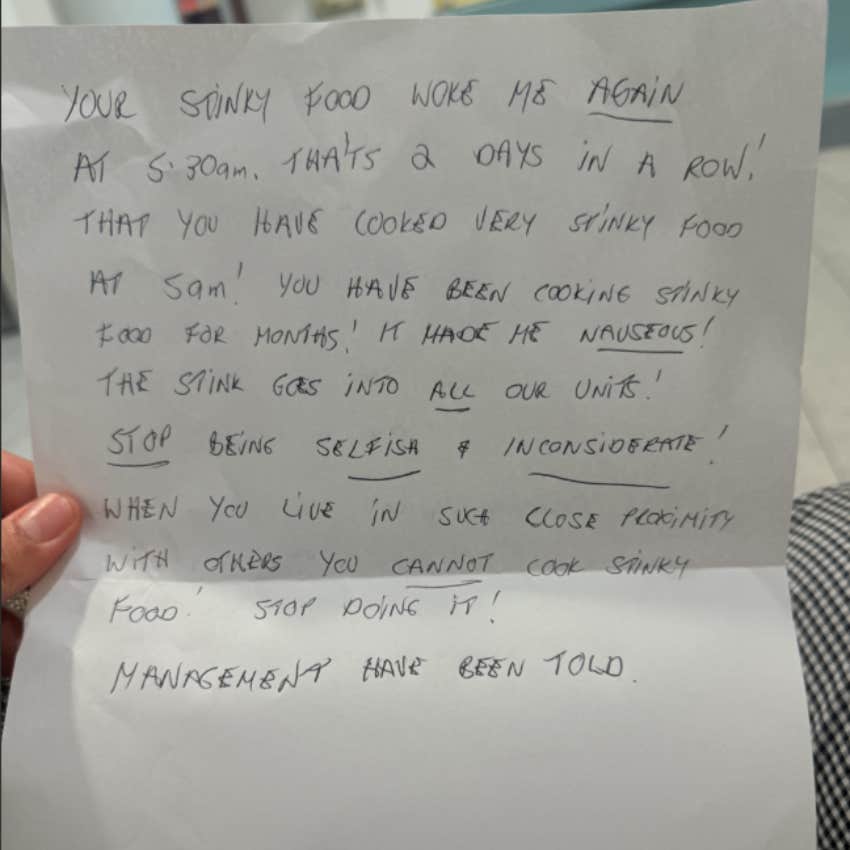 Couple Receives Letter From Neighbor Demanding They Stop Cooking Stinky Food Reddit
