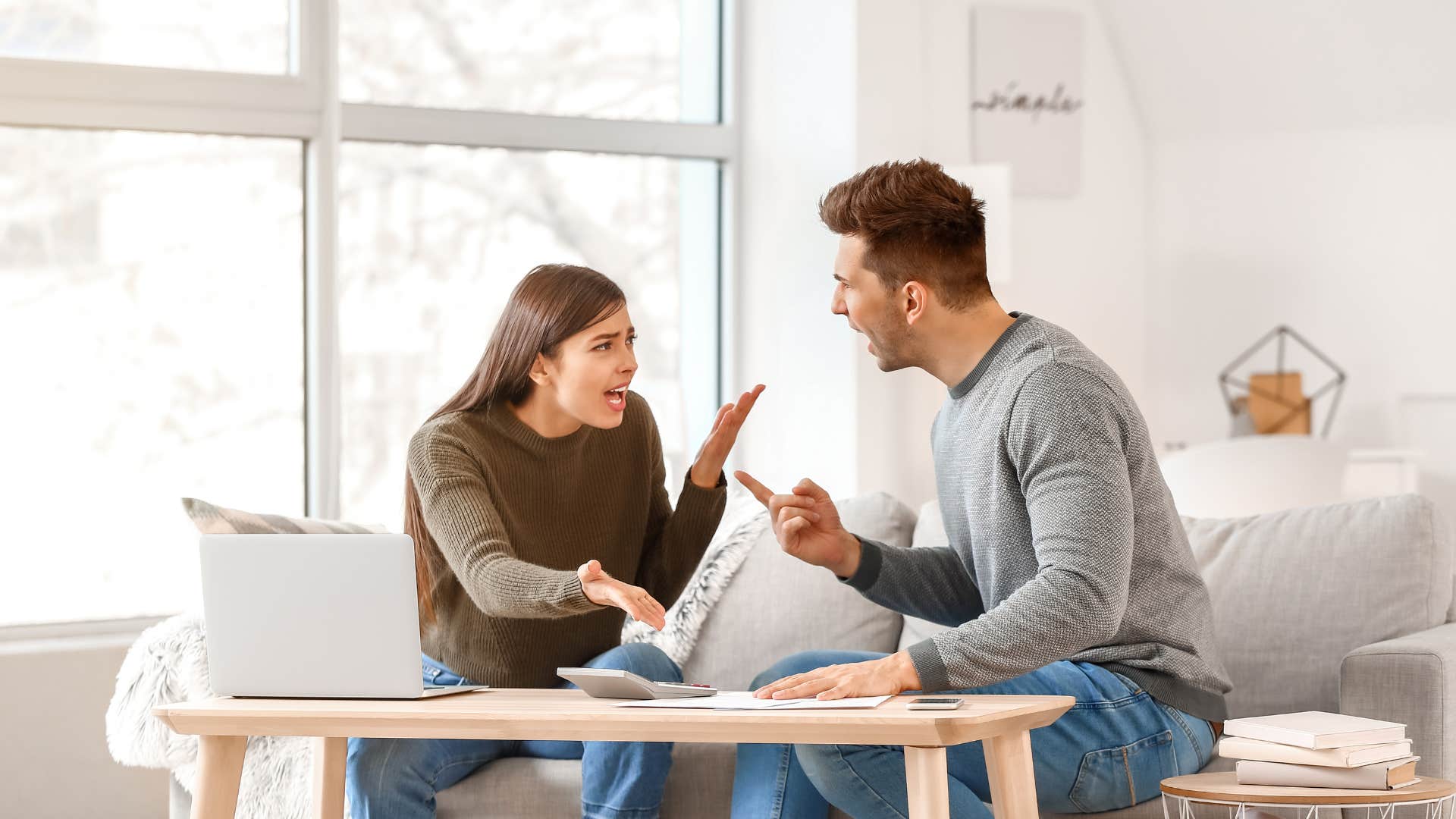 couple who argue about money and judge each other's spending habits