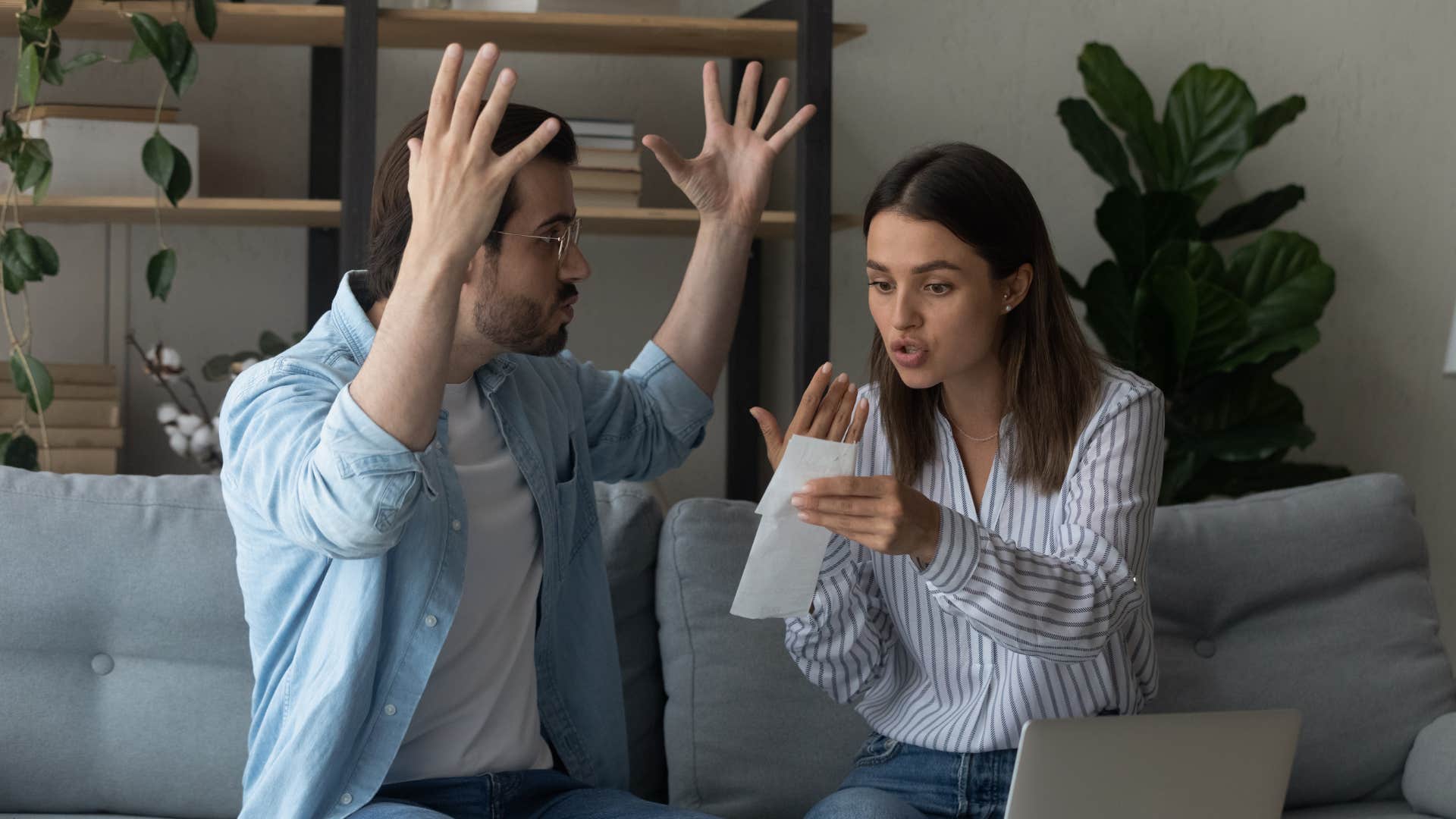 couple arguing about money and who controls cash flow