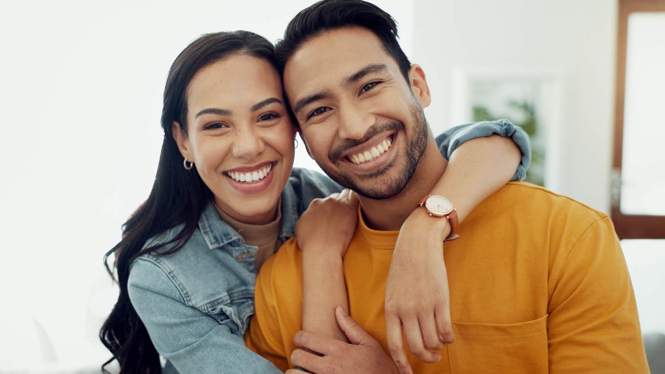 happy couple with deep soul love smiling