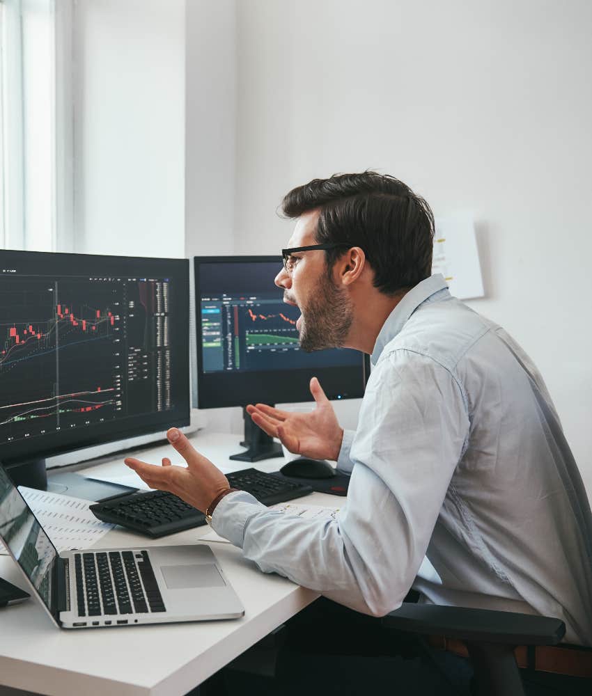 man trading crypto during the workday