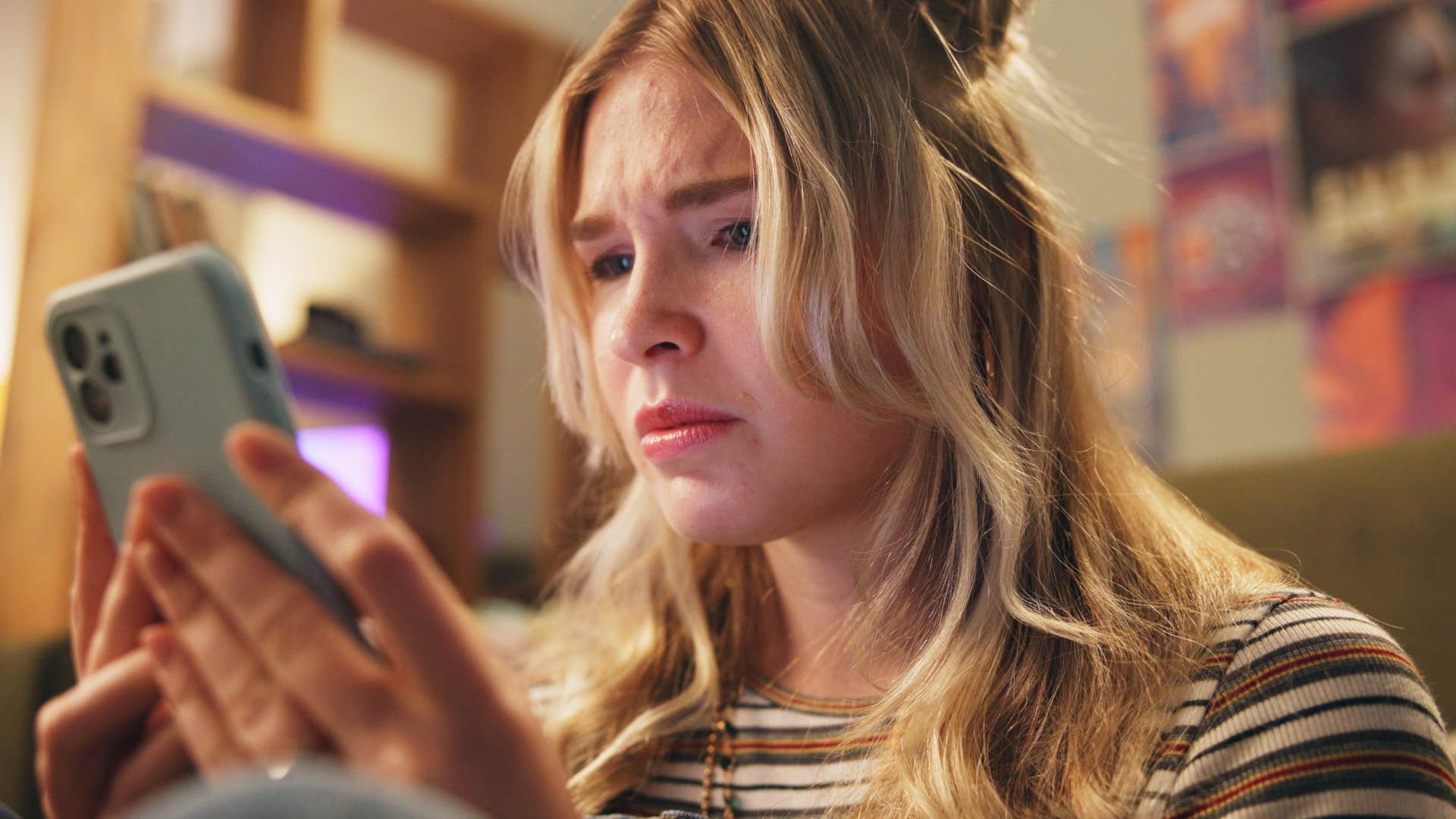 upset unhappy woman texting I don't feel like myself