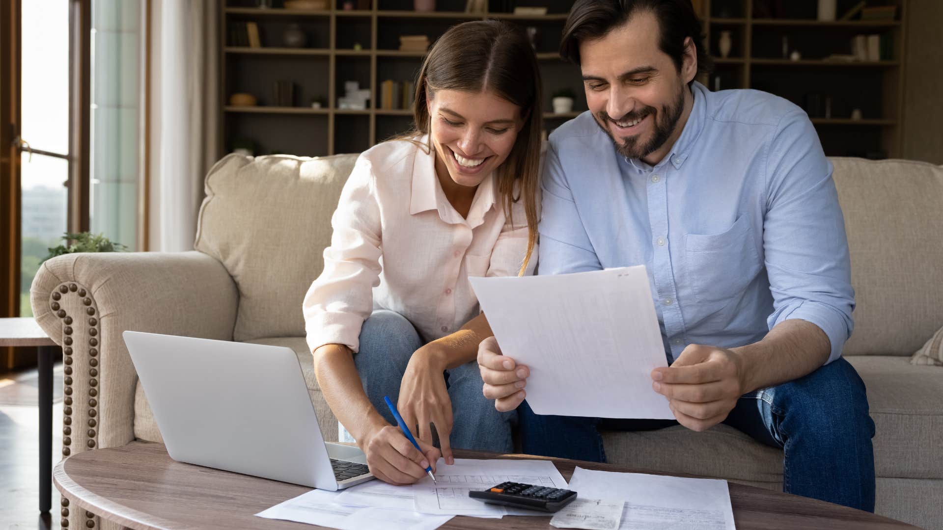 couple doing taxes together