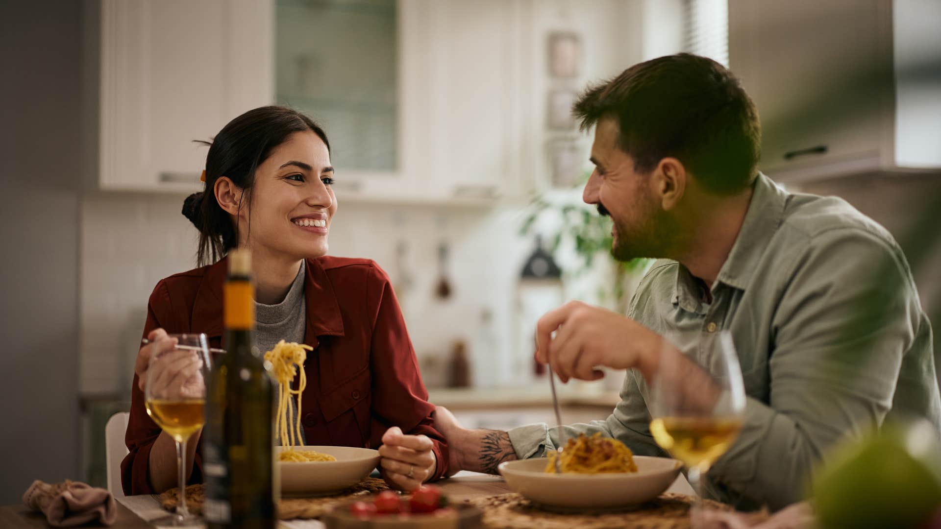 couple eating dinner together