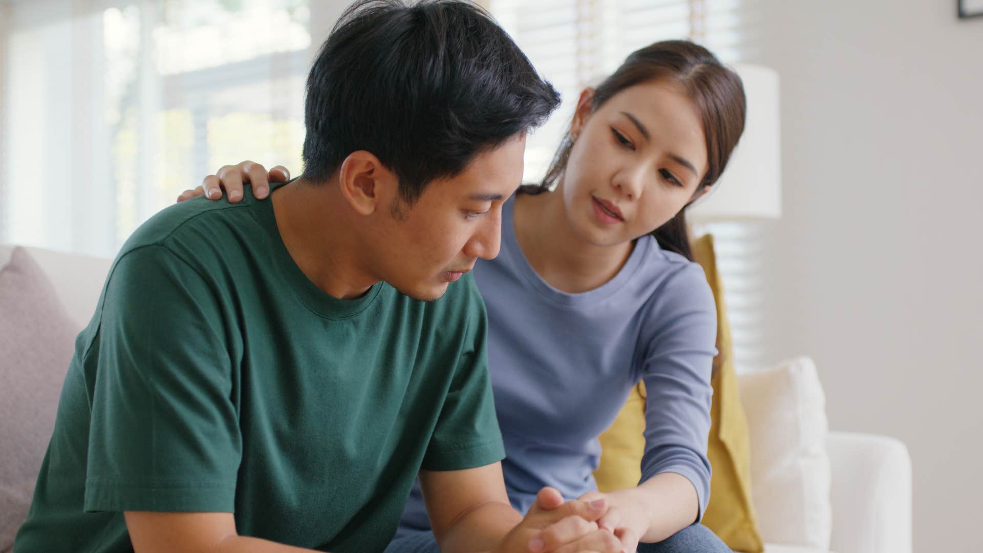 man avoiding conflict with his wife