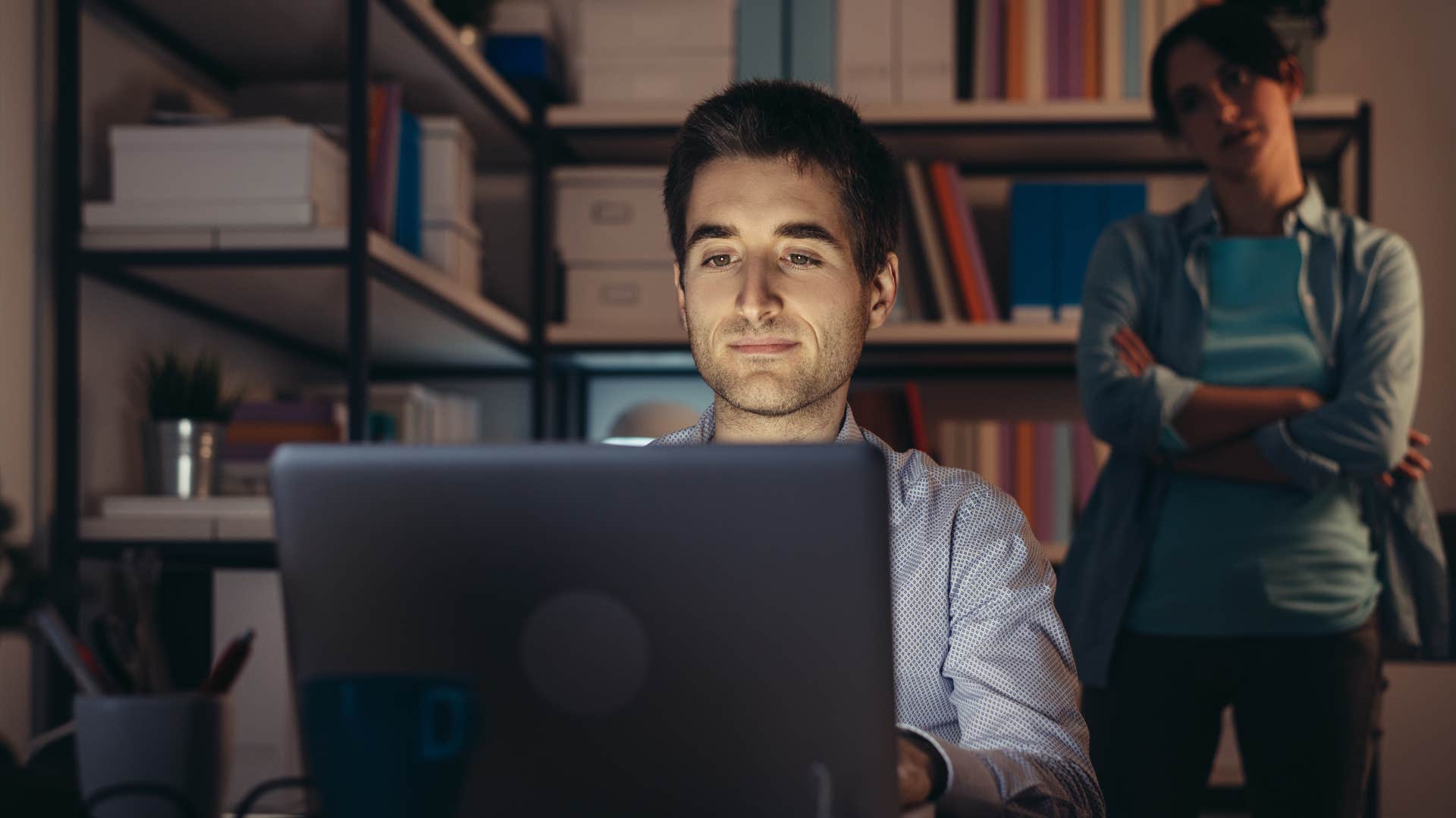 man believing hard work is enough ignoring upset wife