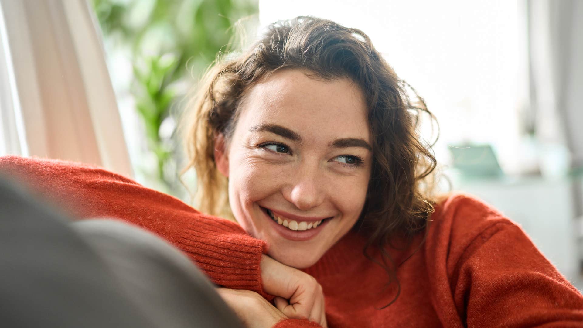 woman is barely on social media as she smiles