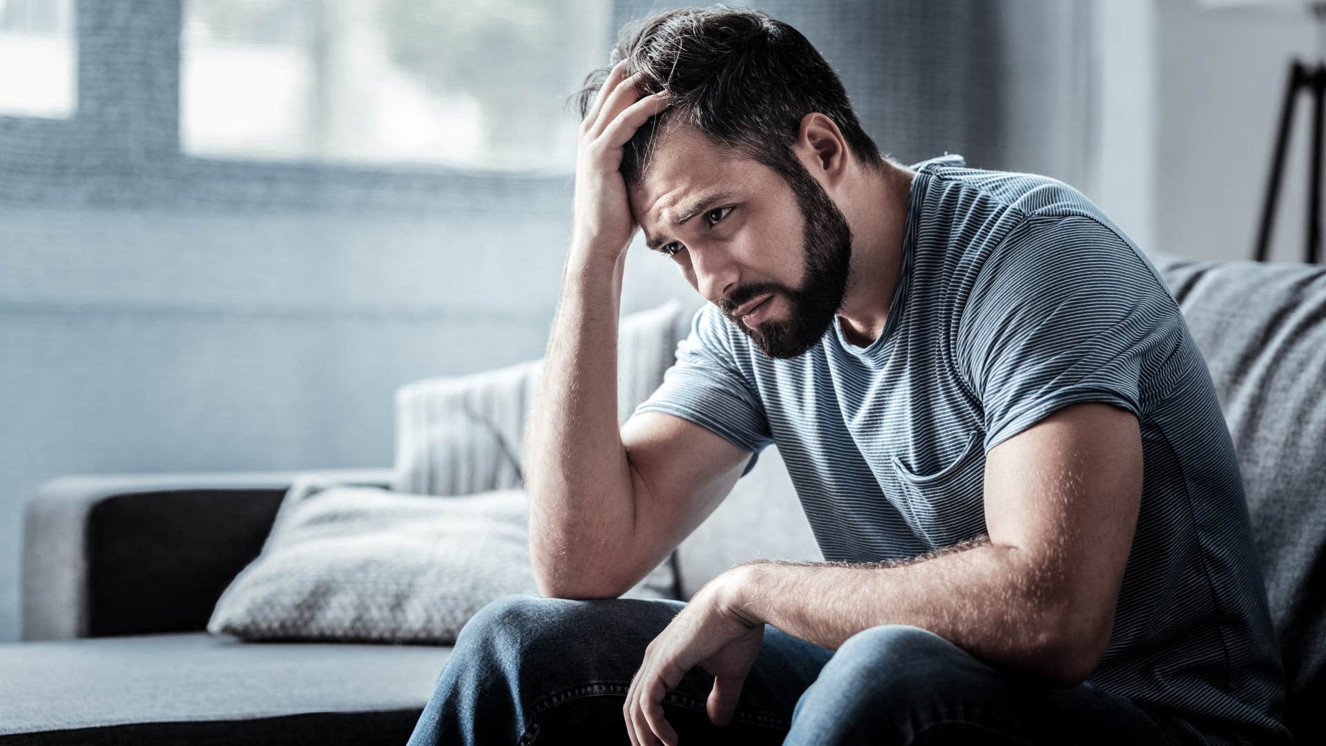 man who is cynical and unhappy by not practicing gratitude