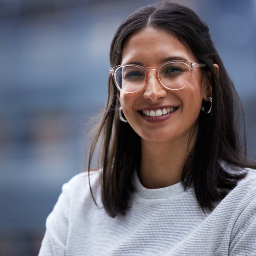 woman who is naturally clear-minded as she remembers times when she's happiest
