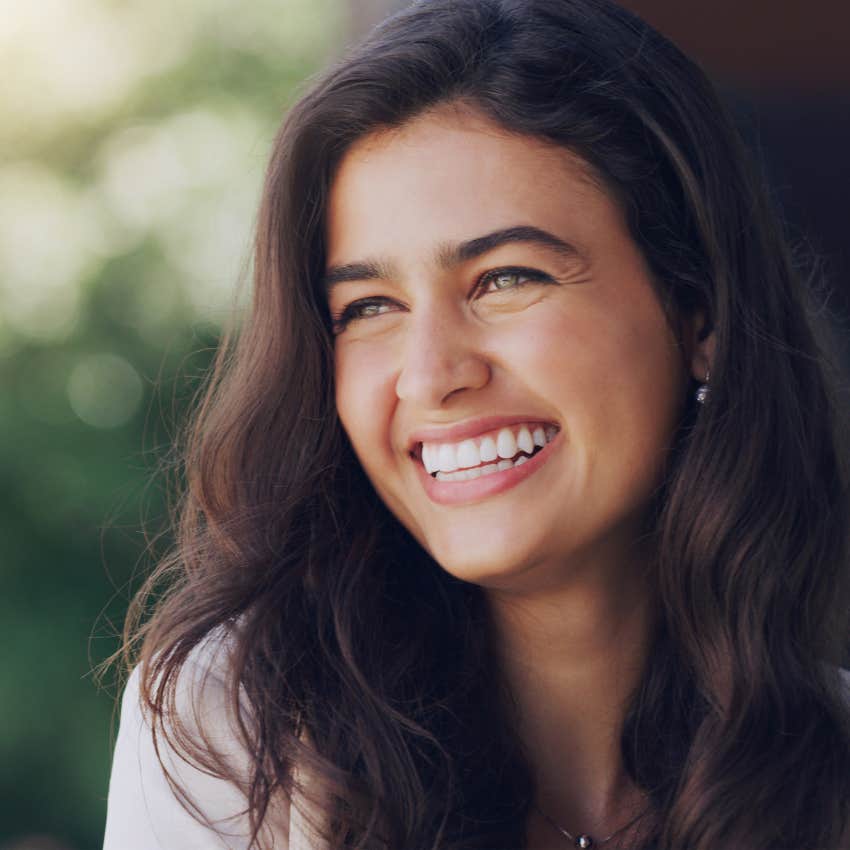 woman who is naturally shiny and happy as she treats herself as she treats others